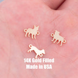 Bulldog French Bull Dog Pitbull Connector - 14Kt Gold Filled Sterling Silver - Animal Charms - Permanent Jewelry Supply