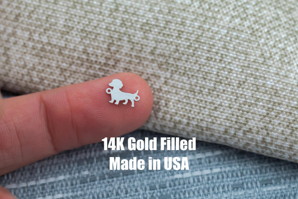 Dachshund Weiner Dog Connector - 14Kt Gold Filled Sterling Silver - Connectors - Permanent Jewelry Supply