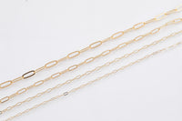 Paperclip chain 14k gold plated ion pvd plated brass - by the yard 2mm 3mm 4mm 5mm flat