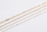 Paperclip chain 14k gold plated ion pvd plated brass - by the yard 2mm 3mm 4mm 5mm flat