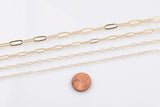 Paperclip chain 14k gold plated ion pvd plated brass - by the yard 2mm 3mm 4mm 5mm flat