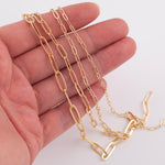 Paperclip chain 14k gold plated ion pvd plated brass - by the yard 2mm 3mm 4mm 5mm flat
