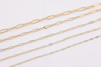Paperclip chain 14k gold plated ion pvd plated brass - by the yard 2mm 3mm 4mm 5mm flat