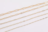 Paperclip chain 14k gold plated ion pvd plated brass - by the yard 2mm 3mm 4mm 5mm flat