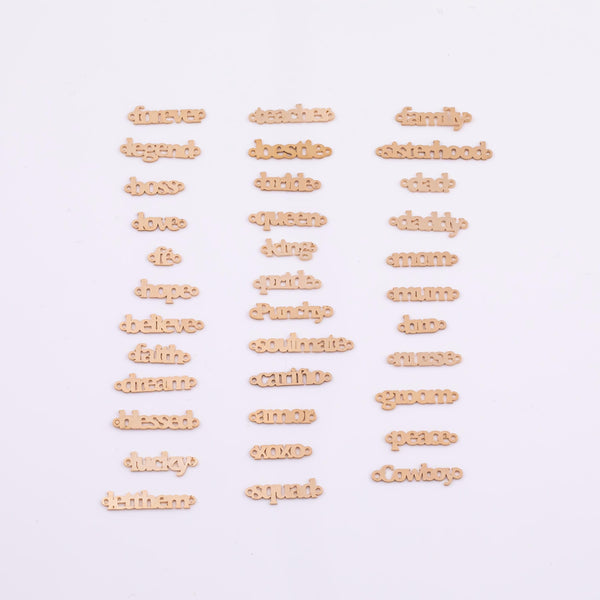 14K Gold Filled Connectors Assortment Family Mom Dad Forever Legend Bestie Believe Let them Queen Teacher Love Boss Permanent Jewelry Supply