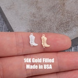 Fancy Cowgirl Cowboy Boots Connector - 14Kt Gold Filled or Sterling Silver- Boots Connectors - Bracelet or Necklace Permanent Jewelry Supply
