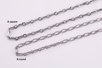 Stainless Steel PAPERCLIP Flat Chain - Yard or Full Spool - High Quality Polished Stainless Steel - Hypoallergenic 2.5mm 3mm 4mm