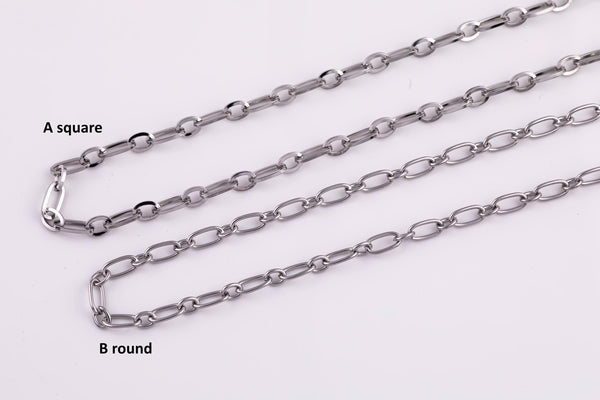 Stainless Steel PAPERCLIP Flat Chain - Yard or Full Spool - High Quality Polished Stainless Steel - Hypoallergenic 2.5mm 3mm 4mm