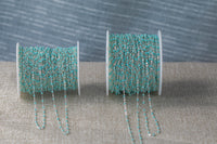 Light Aqua Teal Blue Turquoise - 1.5mm Gold-filled Or Sterling Silver Multi Enamel Chain by the foot or 50 feet-- Permanent Jewelry Chain-