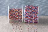 Red White Blue- 1.5mm Gold-filled Or Sterling Silver Multi Color Tight Spacing Enamel Chain by the foot or 50 feet-- Permanent Jewelry Chain