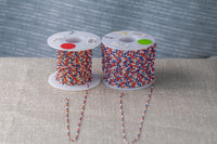 Red White Blue- 1.5mm Gold-filled Or Sterling Silver Multi Color Tight Spacing Enamel Chain by the foot or 50 feet-- Permanent Jewelry Chain