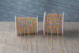 Pastel Multi- 1.5mm Gold-filled Or Sterling Silver Multi Color Enamel Chain by the foot or 50 feet-- Permanent Jewelry Chain