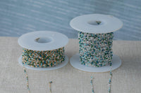 Lighter Blue Umbre- 1.5mm Gold-filled Or Sterling Silver Multi Color Enamel Chain by the foot or 50 feet-- Permanent Jewelry Chain