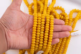 Mustard Yellow Jade Beads Roundel 8mm - Full Strand 15.5 inch Strand AAA Quality Smooth