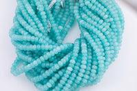 Aquamarine Blue Jade Beads Roundel 8mm - Full Strand 15.5 inch Strand AAA Quality Smooth