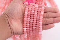 Rose Quartz Light Pink Jade Beads Roundel 8mm - Full Strand 15.5 inch Strand AAA Quality Smooth
