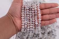 Natural Tourmalinated Quartz Roundel Nugget Beads - about 8mm wide - Full Strand 15.5 inch Strand AAA Quality Smooth