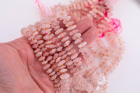 Natural Rose Quartz Roundel Nugget Beads - about 9-12mm wide - Full Strand 15.5 inch Strand AAA Quality Smooth