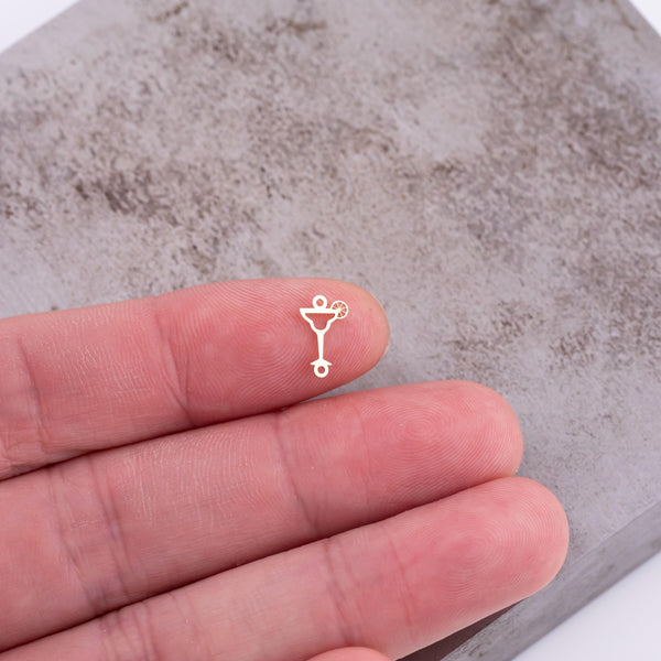 Margarita Glass Connector for Permanent Jewelry - 14Kt Gold Filled Sterling Silver - Drinks Alcohol Connectors - Permanent Jewelry Supply