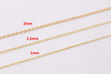 14K Dainty Gold PVD Ion Plated Chain 1mm 1.5mm 2mm Tarnish Resistant by the Yard