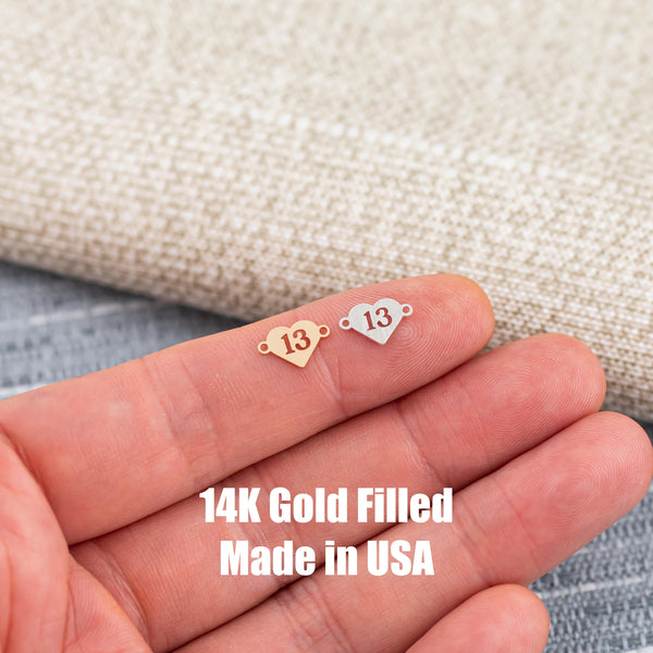 Taylor 13 Heart Connectors - 14Kt Gold Filled or Sterling Silver- Connectors - Bracelet or Necklace Permanent Jewelry Supply