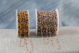 Purple and Yellow- 1.5mm Gold-filled Sterling Silver Multi Color Close Spacing Enamel Chain by foot or 50 feet Permanent Jewelry Chain