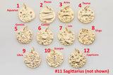 Dainty 18K Gold Zodiac Horoscope Sign Medallion Pendant Sparkle Astro Coin for Necklace Bracelet Jewelry Making Supply- 11mm