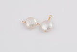 USA Gold Filled Natural Coin Pearl Connector Handmade Approx. 10-11mm. Made with Natural Freshwater Pearl and Connector or Charm