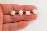 USA Gold Filled Natural Coin Pearl Connector Handmade Approx. 10-11mm. Made with Natural Freshwater Pearl and Connector or Charm
