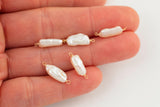 USA Gold Filled Natural Stick Pearl Connector Handmade Approx. 6x19mm. Made with Natural Freshwater Pearl and Connector or Charm