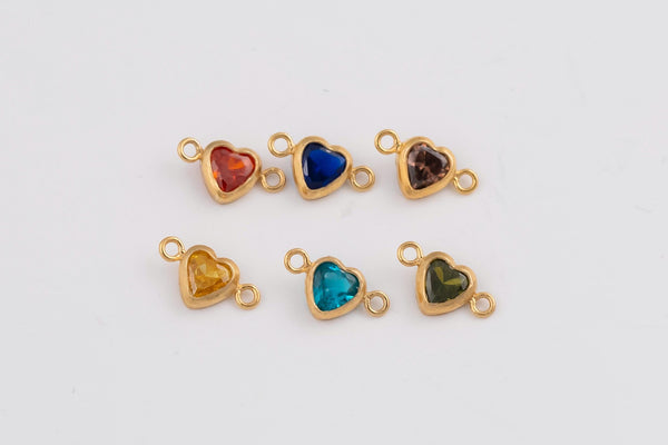 3mm or 4mm 14kt Gold Filled Heart Shaped Special Colors CONNECTORS - 4mm Heart CZs - You Choose Mix & Match - Permanent Jewelry Supply