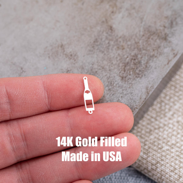 Wine Bottle Connector - Permanent Jewelry Connectors - 14kt gold filled or Sterling Silver - Made in the USA