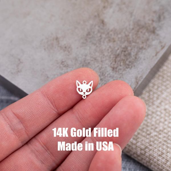 Witch's Cat Kitty Connector Halloween Connectors - Permanent Jewelry Connectors - 14kt gold filled or Sterling Silver - Made in the USA