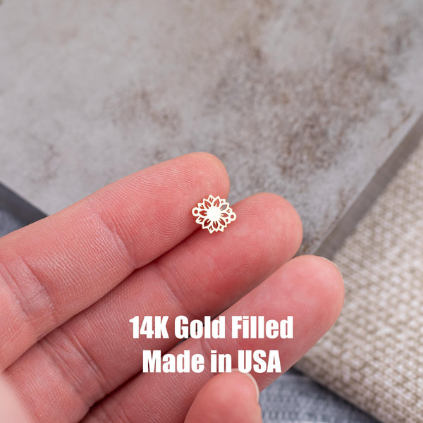 Sunflower Connector Intricate Details - Permanent Jewelry Connectors - 14kt gold filled or Sterling Silver - Made in the USA