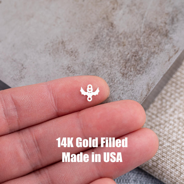 Bat Connector Halloween Connectors - Permanent Jewelry Connectors - 14kt gold filled or Sterling Silver - Made in the USA