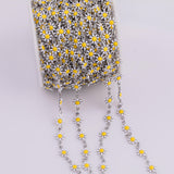 Stainless Steel Flower Daisy Chain - Enamel Solid Stainless Steel Chain Tarnish Resistant - Sold by the yard - Permanent Jewelry Supplies