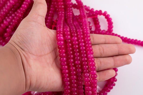 Magenta Pink Purple Jade Beads Roundel 8mm - Full Strand 15.5 inch Strand AAA Quality Smooth