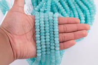 Aquamarine Blue Jade Beads Roundel 8mm - Full Strand 15.5 inch Strand AAA Quality Smooth