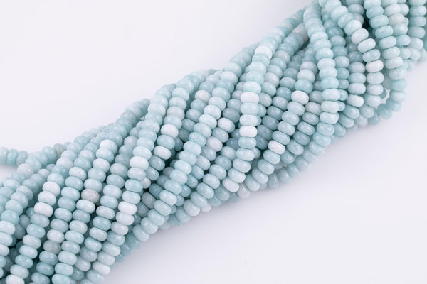 Aquamarine Light Blue Jade Beads Roundel 8mm - Full Strand 15.5 inch Strand AAA Quality Smooth
