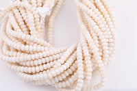 Bone White Jade Beads Roundel 8mm - Full Strand 15.5 inch Strand AAA Quality Smooth