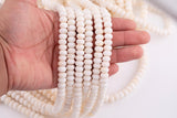 Bone White Jade Beads Roundel 8mm - Full Strand 15.5 inch Strand AAA Quality Smooth