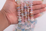 Natural Morganite Roundel Nugget Beads - about 10-16mm wide - Full Strand 15.5 inch Strand AAA Quality Smooth