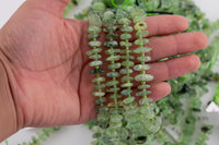 Natural Prehnite Green Garnet Roundel Nugget Beads - about 8-10mm wide - Full Strand 15.5 inch Strand AAA Quality Smooth