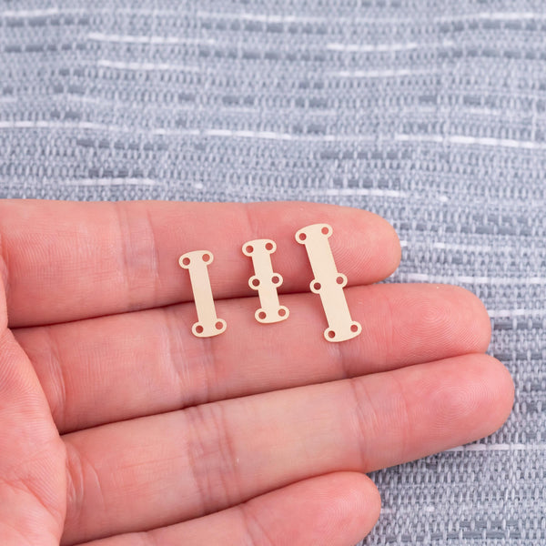 Gold Filled Spacer Bar Detangler Band Three Hole Spacer Permanent jewelry bracelets necklaces - Connectors 14kt GF Sterling Made in the USA