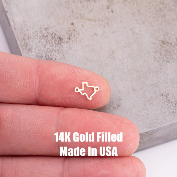 Gold Filled Texas Connector Charm - 7x10mm Permanent Jewelry Connectors sterling silver 14k gold filled gold connector, silver connector