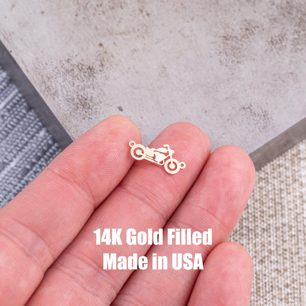 Motorcycle Connector - Permanent Jewelry Connectors - 14kt gold filled or Sterling Silver - Made in the USA