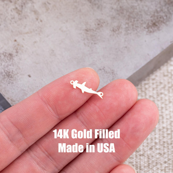 Hammerhead Shark Connector - Permanent Jewelry Connectors - 14kt gold filled or Sterling Silver - Made in the USA