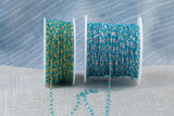 Aquamarine Blue- 1.5mm Gold-filled Or Sterling Silver Multi Enamel Chain by the foot or 50 feet-- Permanent Jewelry Chain-