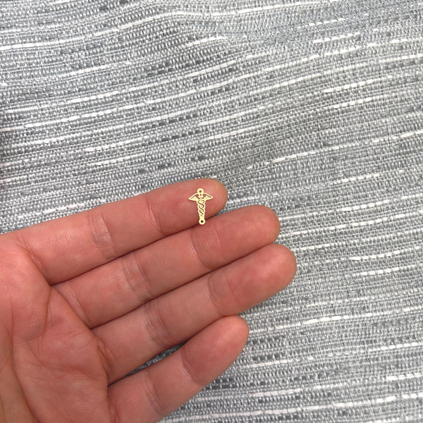 Caduceus Medical Nurse Doctor Connector for Permanent Jewelry Connectors 14kt gold filled or Sterling Silver - Made in the USA