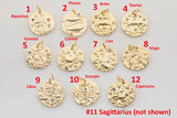 Dainty 18K Gold Zodiac Horoscope Sign Medallion Pendant Sparkle Astro Coin for Necklace Bracelet Jewelry Making Supply- 11mm